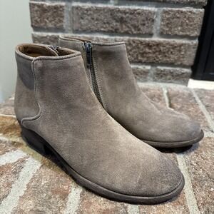 Frye Womens Grey Suede Carson Piping Ankle Boots Size 5.5
